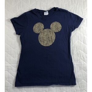 Disney Shirt Women's Small Navy Blue Animal Cheetah‎ Mickey Mouse Port & Company